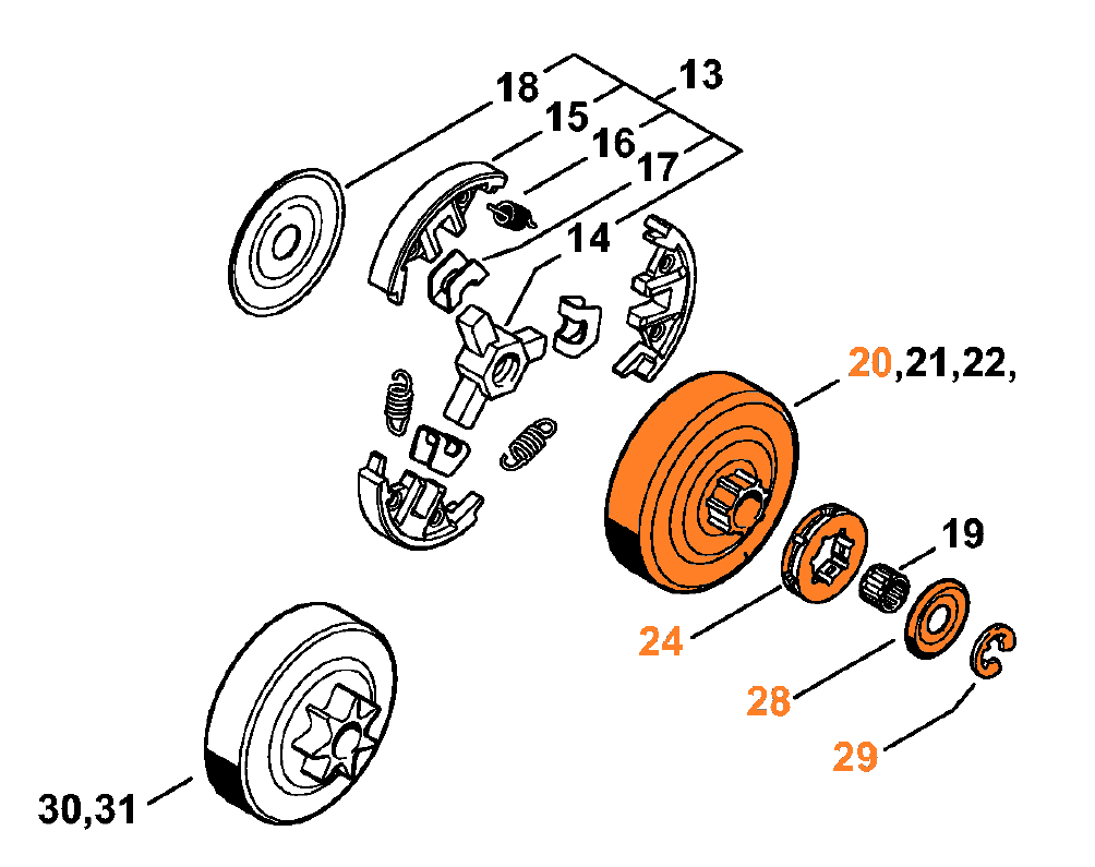 Buben spojky MS 261 s prstencem